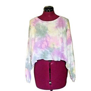 Maronie Womens Top Size Medium Multicolor Crop Long Sleeve Tie Dye